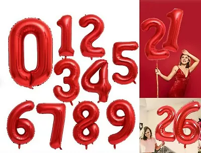 Red Jumbo Foil Number Balloon Aged Birthday 21st Helium Quality • $3.85