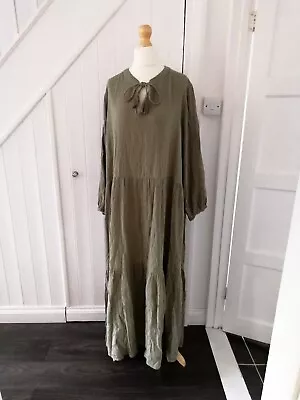 Ladies Marks And Spencer Khaki Cotton Long Beach Dress Plus Size 24 NWT • £8.99