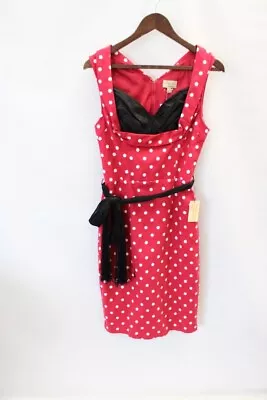 Women's LINDY BOP Red/White Polka Dot Pencil Dress Size 12 NEW - A24 • £9.99