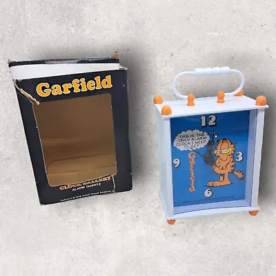 Vtg Garfield Quartz Alarm Clock Metal New In Box VERY RARE Tested 1988 READ • $67.64