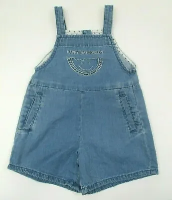 Infant Girls Zara Baby Girl Blue Denim Watermelon Shortall Outfit Size 6-9 Month • $3.98