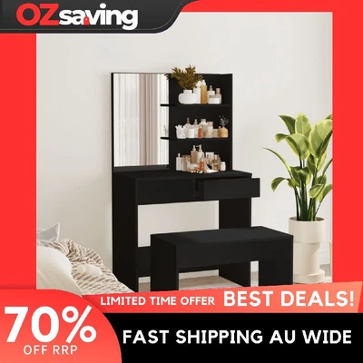 $159.96 • Buy Dressing Table With Mirror Black 74.5x40x141 Cm