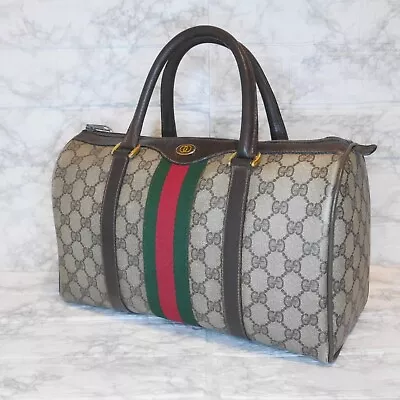 Gucci GG  Mini Boston Hand Bag Sherry Line PVC Leather  From Japan 0175 • $226