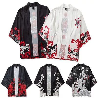 Summer Japanese Coat Five Point Sleeve Kimono Cloak Jacket Blouse Shirt Coat AU • $32.95