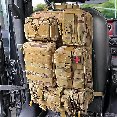 Tactical Car Seat Back Organizer Vehicle Panel 5 Detachable Molle Pouches • $124.99