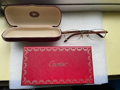 Cartier 135B 49 20 Wood Frame Gold Glasses Rare Vintage Case Paris Sun • $1499