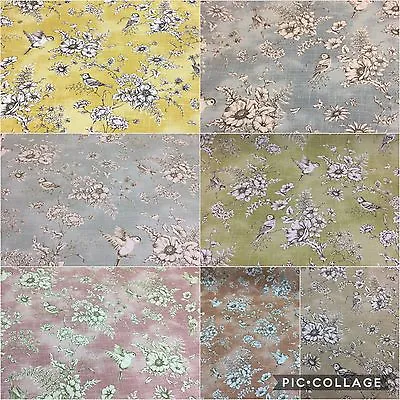 SMD ILiv FINCH TOILE Floral/Bird Cotton FabricUpholstery/Curtains/Cushion/Craft • £12.95
