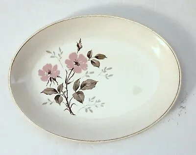 Vintage MCM Platter Plate Pink Flower 1950's Mount Clemens 10  Woodland • $11.99