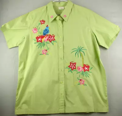 Vintage Bobbie Brooks Womens Button Shirt Size 14/16W  Embroidered Birds Flowers • $19.02