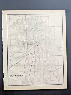 1894 Cram's Atlas Map Of Grand Rapids And Indianapolis • $5