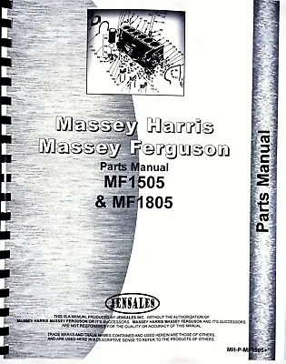 Massey Ferguson 1505 1805 Tractor Parts Manual Catalog • $69.99