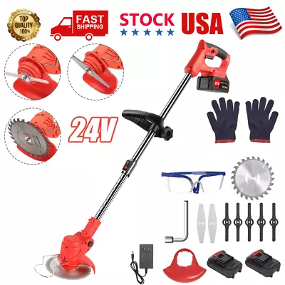 Cordless Electric Grass String Trimmer Lawn Edger Weed Wacker Cutter & 2*Battery • $42.92