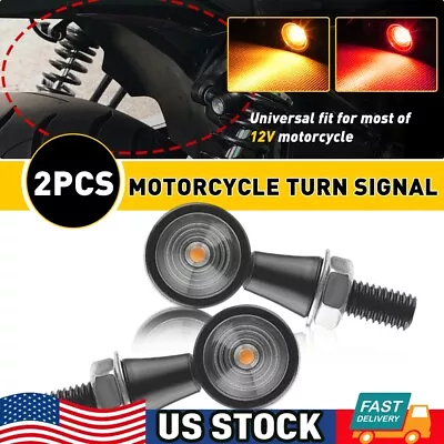 Mini LED Motorcycle Bullet Turn Signals Blinker Light Indicator Black Amber+Red • $14.99