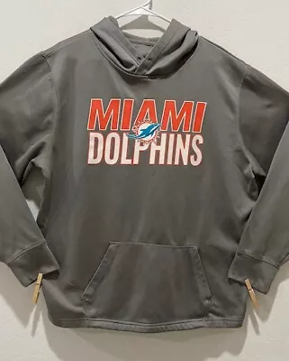 Men's NFL Miami Dolphins Hoodie Size L/XL (pit-2-pit=26 ) Long Sleeve Gray Poly • $37.75