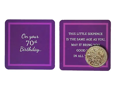 70th Birthday Gift  70 Year Old Lucky Sixpence Dated 1954 Year Of Their Birth • £6.99