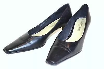 Sally O'Hara Leather Black Shoes Office Court Comfort 2  Heel Rubber Sole Great • £15