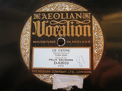 £15 • Buy FELIX SALMOND 12  78 RPM LE CYGNE / GAVOTTE, No.2 1921 UK VOCALION D-02010