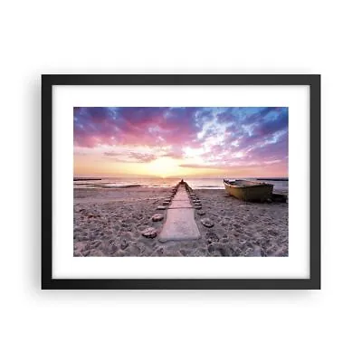 Poster Print 40x30cm Wall Art Picture Boat Beach Sky Decor Framed Image Artwork • £43