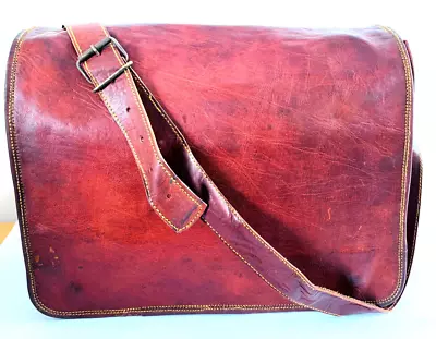 Bag Leather Satchel Messenger Men's Shoulder Laptop Vintage Briefcase 16X12 Inch • $55.46