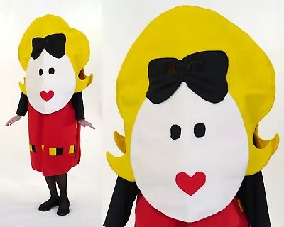 Female Adult Mascot Costume - Head Dress Shirt - Fleece -  Blonde Hair Costume • $50