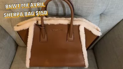 $498 Michael Kors Bag Avril Satchel Crossbody Brown Leather Shearling Fur NWT • $99.99