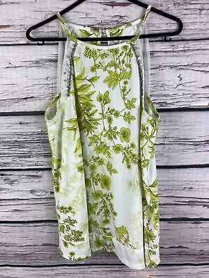 Next Size 10 Blouse Halter Neck Floral T-shirt Sleeveless Green Womens 1347 • £8.95