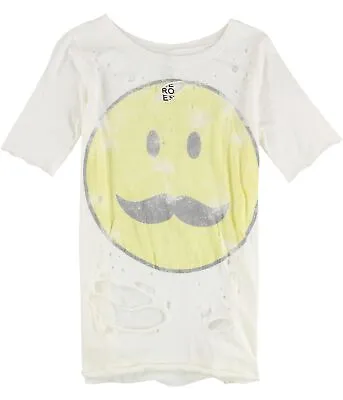 Hometown Heroes Womens Mustache Smiley Face Graphic T-Shirt • $15.28