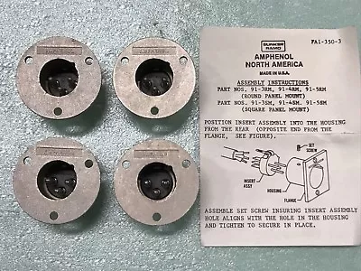 (4 Pack) XLR 3 Pin Male Connectors Panel Or Chassis Mount Amphenol Made In USA • $8.99