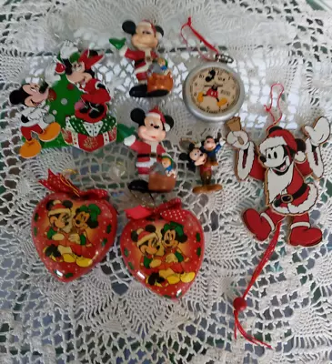 Mickey Mouse Lot Of 8 Christmas Ornaments Disney Vintage • $19.99