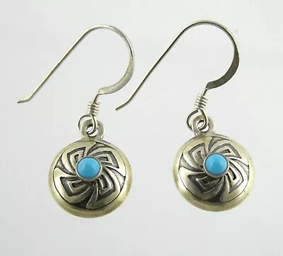 Vintage Southwestern Unmarked Sterling Silver Turquoise Earrings 1.4g 1 Inch • $25.50