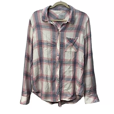 Rails Button Down Hunter Shirt Size Large Pink White Blue Plaid Long Sleeve • $22.49