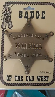 US MARSHAL VIRGINIA CITY Badge 6 Point STAR Pin Old West 3.5  Brass Badge *NEW • $13.80
