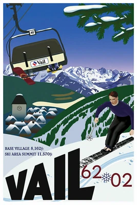 $74.95 • Buy 359119 Vail Vintage Ski Colorado Winter Tourism Art Decor Print Poster