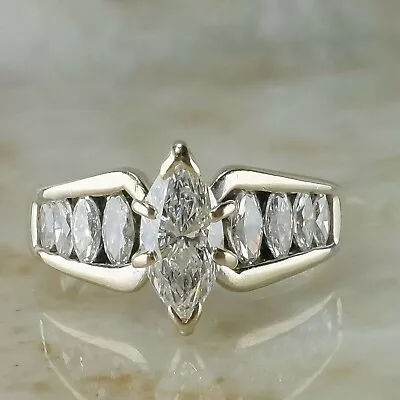 2.69Ct Marquise Cut Solitaire Moissanite Engagement Ring Solid 14K White Gold • $288.99