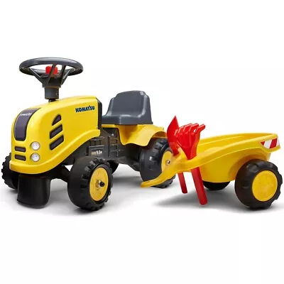 FALK Tractor Baby Komatsu Yellow With Trailer Akc. From 1 Year • £80.36