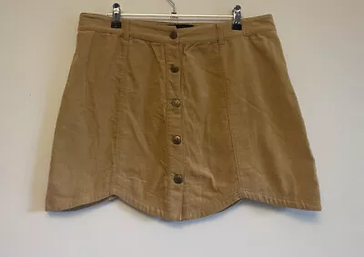 MINK PINK Ladies Brown Corduroy Scalloped Edge Mini Skirt Size L (10-12) • $9.63