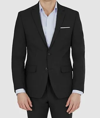 $600 Bar III Men's Black Solid Wool Skinny-Fit 2-Piece Suit Jacket Pants 40L • $191.98