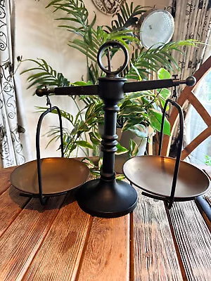 £34 • Buy Vintage Black Cast Iron Beam Scale Brass Pans (With 2 New Pans Included)