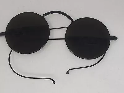 $19.99 • Buy Vintage Willson Round Lens Wire Rim Black Sunglasses
