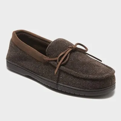 Men's Slippers Dluxe By Dearfoams Jacoby Moccasin Slippers - Brown XL 13/14 • $12.99