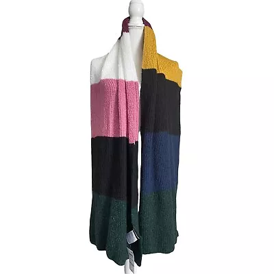 NWT INC Ribbed Scarf Wrap Colorblock Stretch Pink Mustard Green $38 Macys #TT • $9.97
