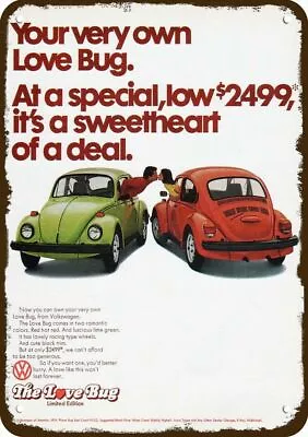 1974 VOLKSWAGEN LOVE BUG Car VW BEETLE Vintge-Look DECORATIVE REPLICA METAL SIGN • $24.99