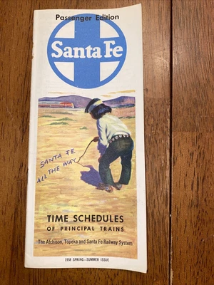 $15 • Buy 1958 Atsf Santa Fe Passenger Edition Principal Trains Public Timetable