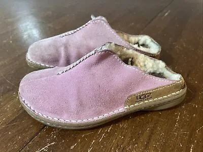 Ugg Australia Pink Slip On Clogs Mules Suede Leather Womens Size 2  • $3.89