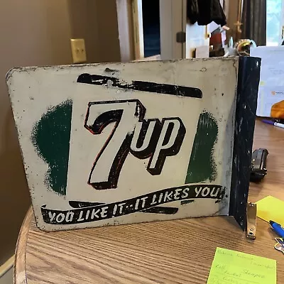 1950’s 7 Up Double Sided Tin Flange Sign(original) • $130