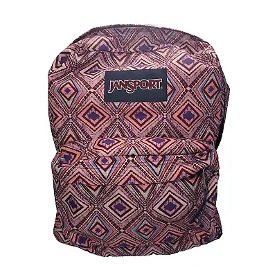 JanSport Superbreak Geometric Design Pink Purple Backpack • £28.49