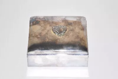 $25 • Buy Towle Vintage Silverplate Small Heart Jewelry Box Blue Velvet Lined