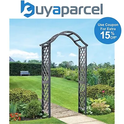 Smart Garden Elegant Woodland Wooden Garden Arch Pergola Grey Plant Support • £69.99