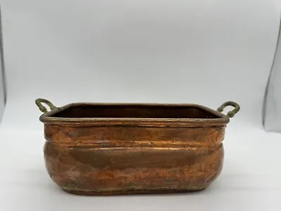 Vintage Copper Planter With Brass Handles Oval Hand Made Dove Tailing VERY RARE • $74.50