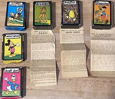 1946 Walt Disney Mickey Mouse Library Of Games Card Games / 6 Decks W/ Boxes • $23.99